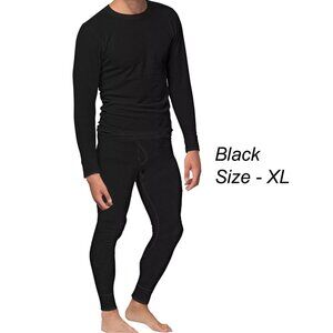 Cotton Thermal Underwear 2 Pc Set Shirt Pants Long Johns Black Men's Extra Large